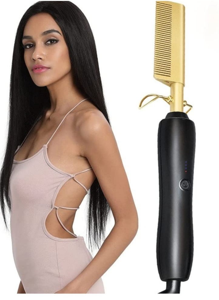 ELTRAZONE Heating Comb Straightener Electric Hot Comb Flat Iron Hair Straightening Brush Smoothing Iron Comb Hair Straightener Brush  - Image 1