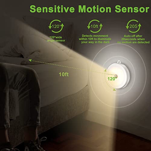 Hoteon Motion Sensor Light, Battery Powered LED Night Light with On/Auto/Off Switch, Cordless Stick-on Magnet Wall Light for Stair, Hallway, Kitchen, Cabinet, Closet, Warm (1 Pack) - Image 3