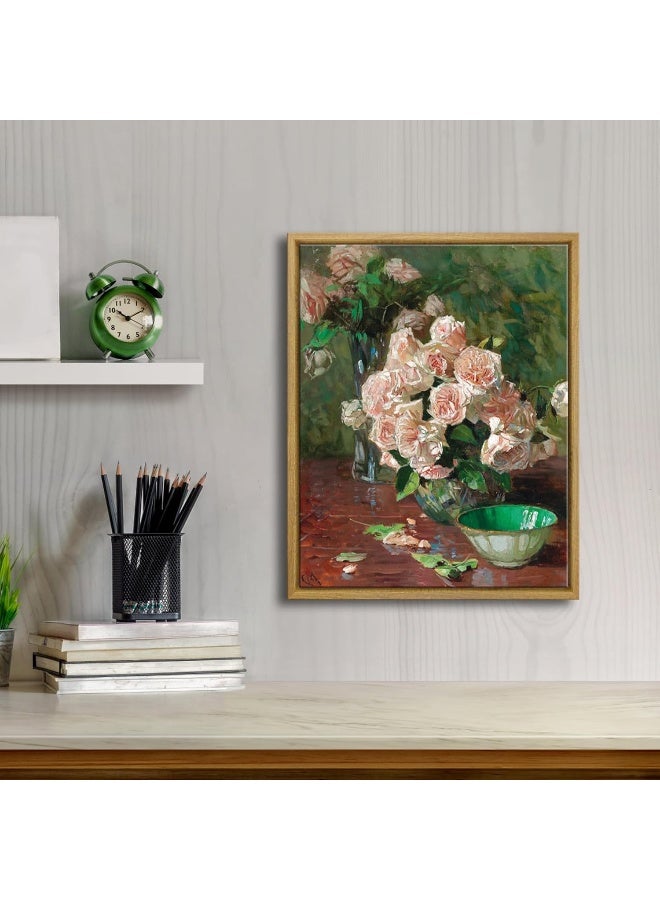 Pyradecor Large Vintage Wall Art Retro Natural Wood Framed Home Decor White Roses Canvas Prints Mid Century Wall Decor for Living Room Farmhouse Kitchen Decorations AH1108-2836NW - Image 2