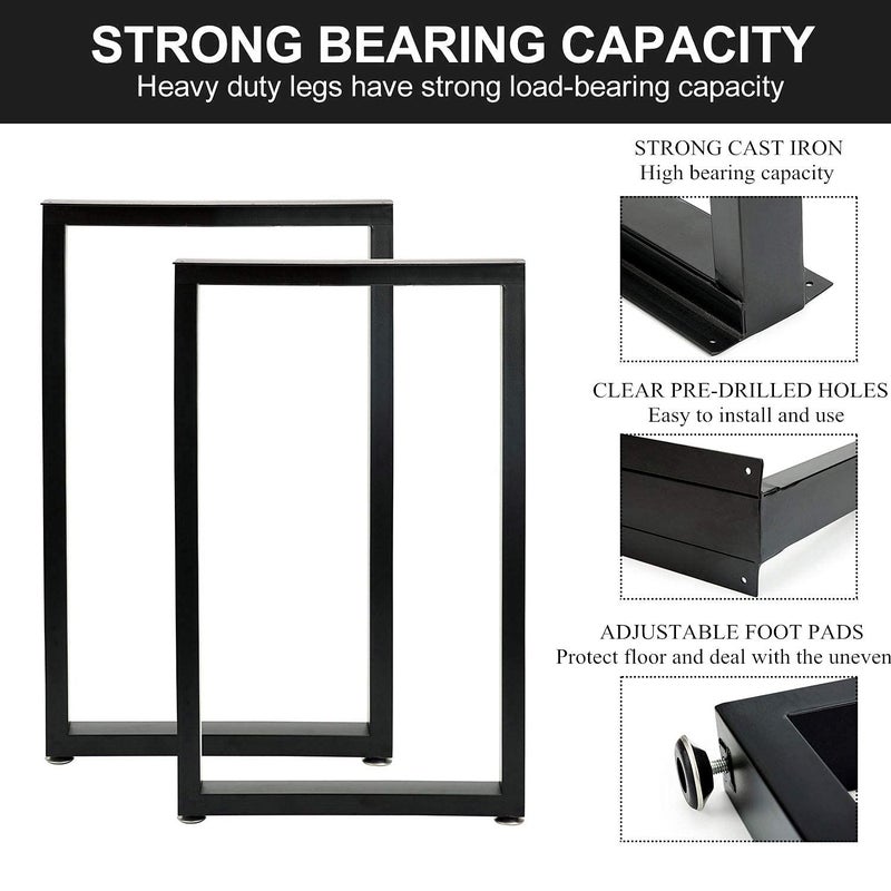 HOMEKAYT Desk Legs Metal Table Legs 28 Inch Heavy Duty Metal Legs Multiple Uses for Dinning KitchenOffice TableRectangle Shape 2pcsBlack - Image 2