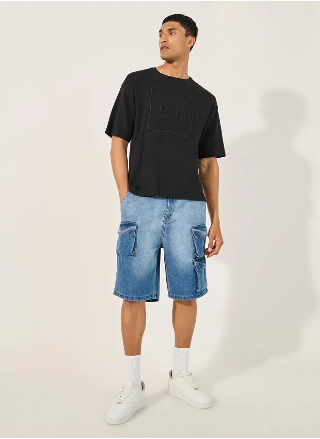 ستايلي Styli Acid Washed Oversized Shorts with Cargo Pocket