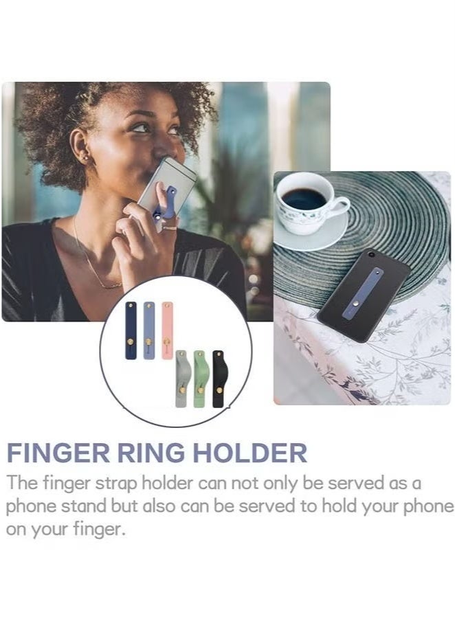 Gecomo 6 Pcs Telescopic Type Back Pasting Phone Grip Strap Holder, Portable Universal Phones Soft Silicone Waterproof Finger Loop, Steady Alloy Buckle Phone Kickstand - Image 5