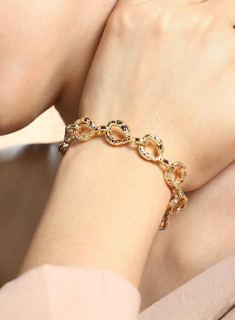 SOHI Women The Hammered Orb-Link Chain Bracelet | California  Colour | One-Size | Metallic Alloy Material | Lobster Clasp Closure | Bracelet For Casual & Evening Wear