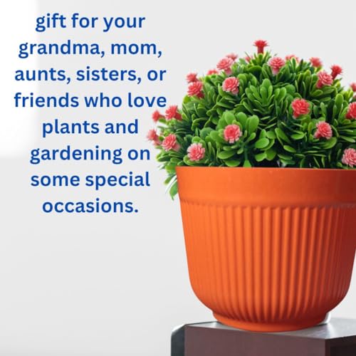 IMAGINEA 12 Inch Flower Pot for Home Decoration | Big Size Plastic Pot for Living Room, Office | Gamla for Home, Laws & Garden Décor | Pots for Balcony | Large Pots for Garden (Orange, Pack of 6) - Image 5