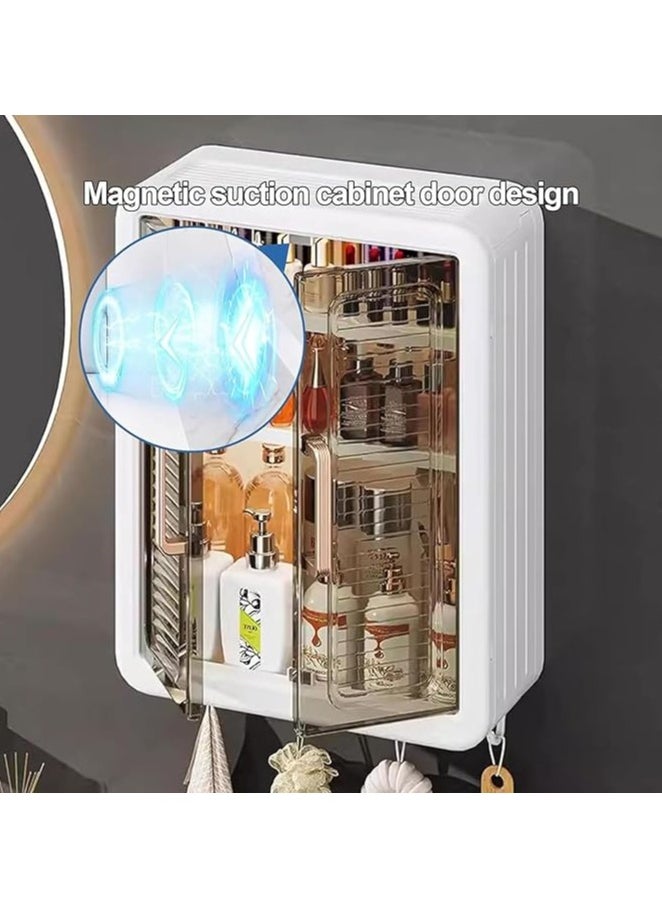 Beauenty 3 Tier Bathroom Cabinet Wall Mounted Bathroom Rack Medicine Cabinet with Doors Cupboard Space Saver Kitchen Storage Cabinet for Bathroom Laundry Kitchen Living Room（32*13*40.5CM）  - Image 3