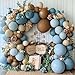 Partycus Dusty Blue Brown Balloon Arch Kit Double Stuffed Pastel Baby Blue Dark Brown Tan Coffee White Sand Latex Balloon Garland for Neutral Birthday Bear Western Cowboy Party Decoration - Image 2