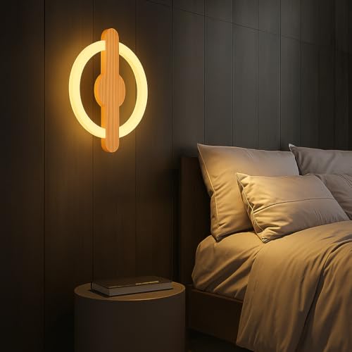 Lamp master Wooden Ring LED Wall Lamp | 2-in-1 Rotatable Wall Mounting Design | Decorative Wall Sconce for Bedroom, Living Room, Office, Hotels & Restaurants | Warm White Glow | Modern Home Decor - Image 4
