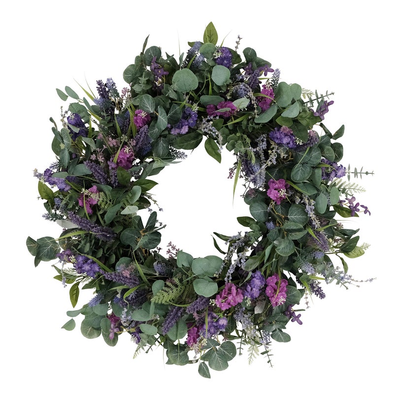 Puleo International Puleo International 30 Artificial Lavender and Eucalyptus Floral Spring Door Wreath 
