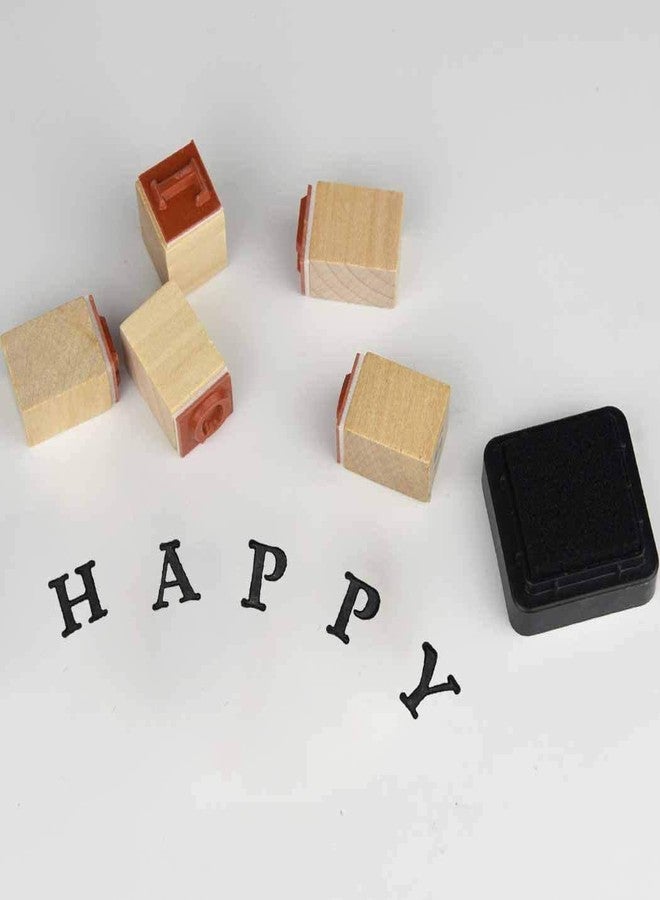 Oytra Wooden Alphabet Stamps Set with Ink Pad 26 Rubber Capital Letter for Journal Scrapbooking Art & Craft Vintage Letters Stamp for Journaling DIY Bullet Journal Stamping - Image 4