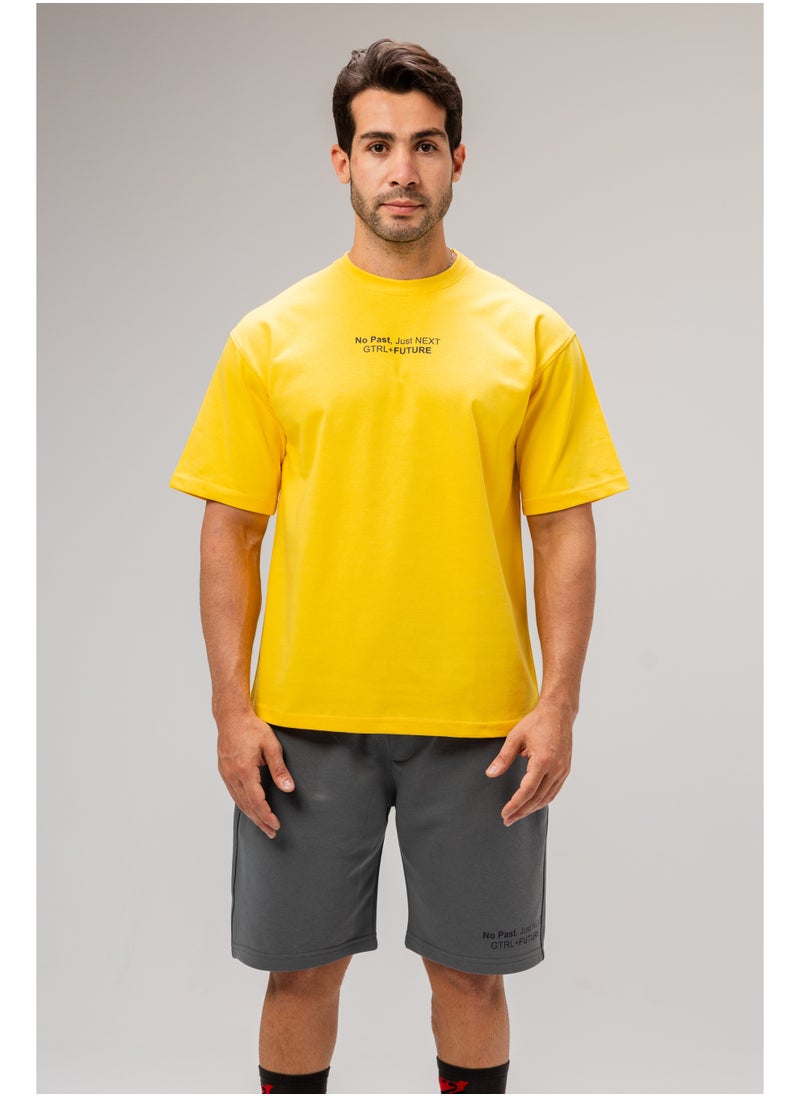 Men Basic Half Sleeves T-Shirt Casual Style With Simple Design For Men Yellow Size XXL