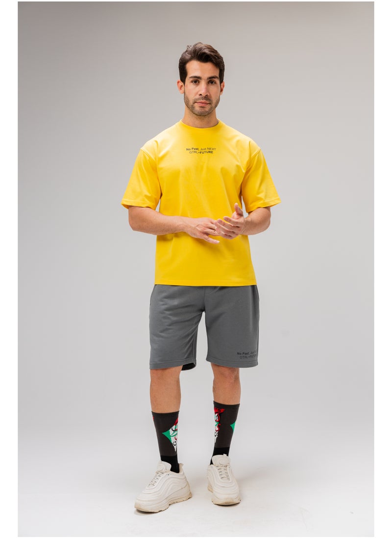 Men Basic Half Sleeves T-Shirt Casual Style With Simple Design For Men Yellow Size XXL