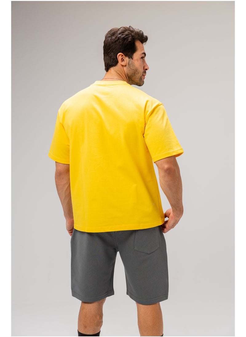 Men Basic Half Sleeves T-Shirt Casual Style With Simple Design For Men Yellow Size XXL