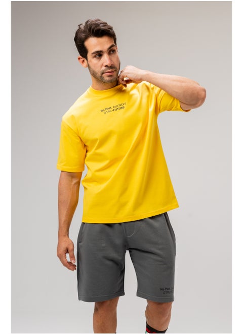 Men Basic Half Sleeves T-Shirt Casual Style With Simple Design For Men Yellow Size XXL