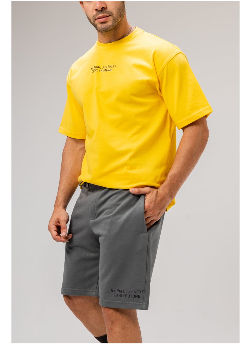 Men Basic Half Sleeves T-Shirt Casual Style With Simple Design For Men Yellow Size XXL
