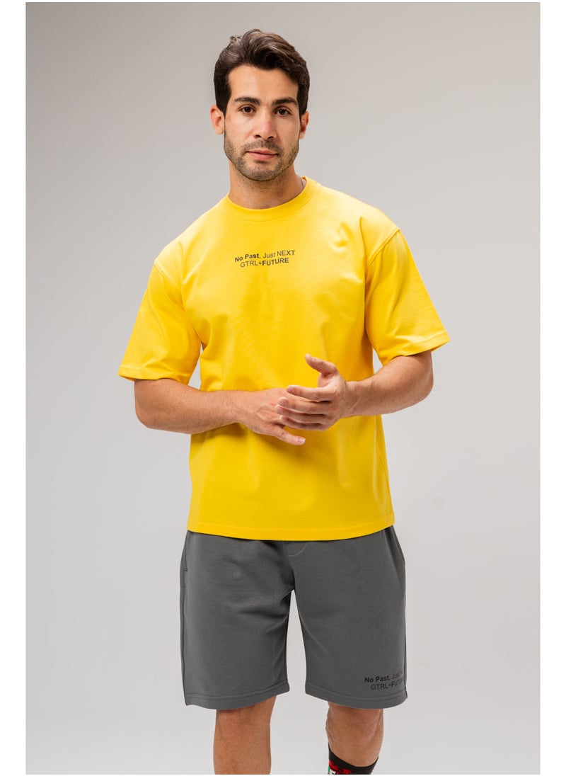 Men Basic Half Sleeves T-Shirt Casual Style With Simple Design For Men Yellow Size XXL