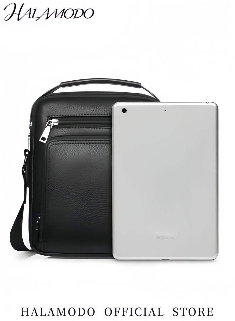 Halamodo Men's Crossbody Bag Shoulder Bag Zipper Buckle Messenger Bag Satchel Leather Messenger Bag Vintage Handle Bag Business Handbag Gift - Image 5