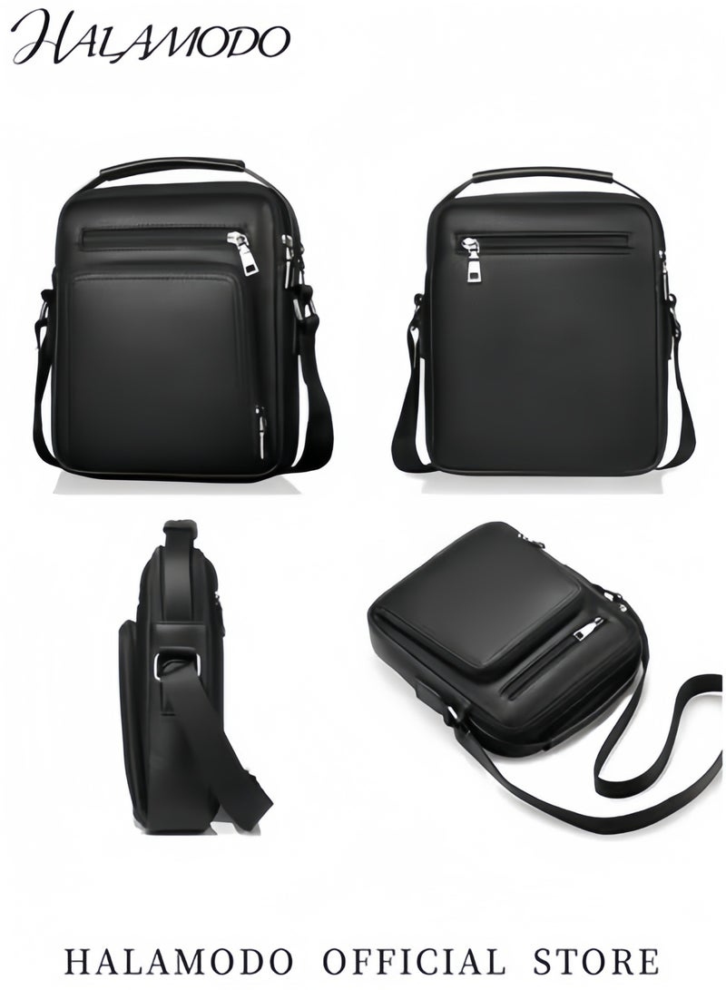 Halamodo Men's Crossbody Bag Shoulder Bag Zipper Buckle Messenger Bag Satchel Leather Messenger Bag Vintage Handle Bag Business Handbag Gift - Image 3