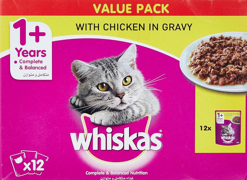 Whiskas Adult Cat Food, Chicken in Gravy, Pack of 24x80g Pouches, Flavor Lock Pouch Ingredients, Complete & Balanced Nutrition - Image 2