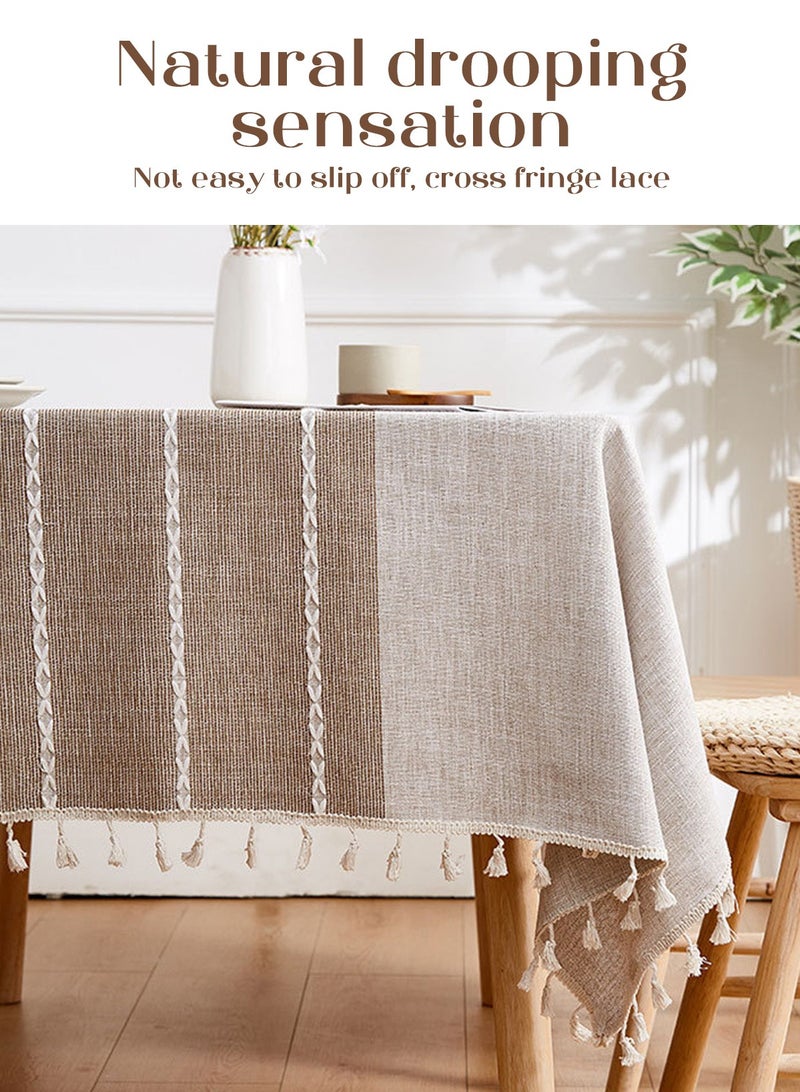 HomarKet Tablecloths, Waterproof Table Cloth, Linens Wrinkle Free Anti-Fading, Rustic Table Cover Decoration for Kitchen Dinning (Rectangle/Square, 55''x86'' and 55''x55'' ,4-6 Seats, Light Coffee) - Image 5