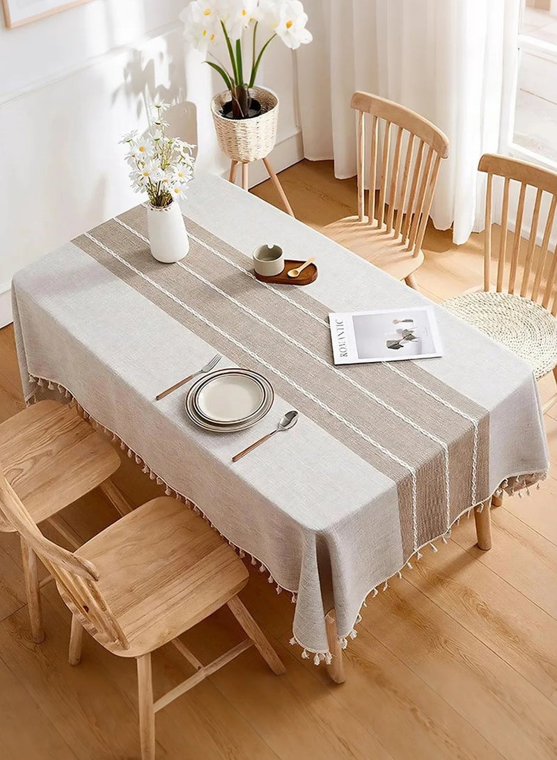 HomarKet Tablecloths, Waterproof Table Cloth, Linens Wrinkle Free Anti-Fading, Rustic Table Cover Decoration for Kitchen Dinning (Rectangle/Square, 55''x86'' and 55''x55'' ,4-6 Seats, Light Coffee) - Image 1