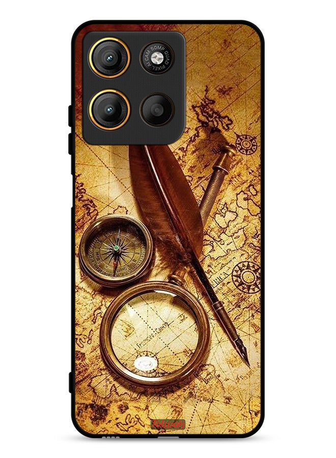 Tolwak Motorola Moto G15 Protective Case Cover Vintage Compass