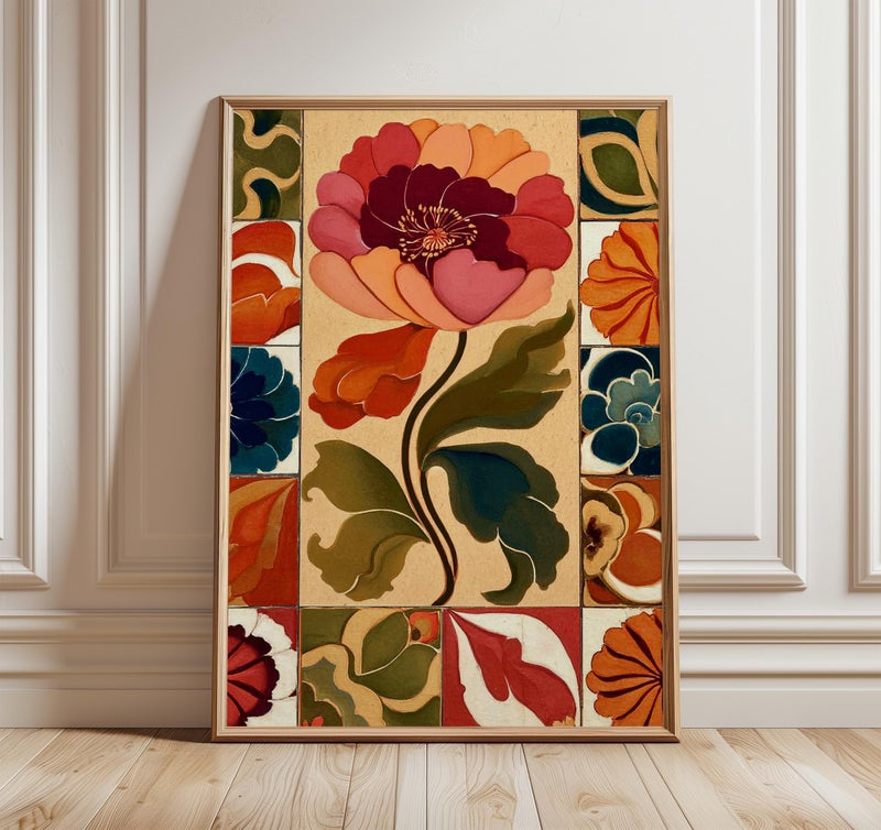 TNESSENTIAL Retro Floral Art Print, Gouache Flower, Mid Century Modern Decor - Image 1