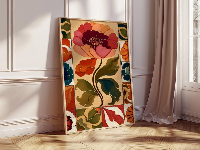 TNESSENTIAL Retro Floral Art Print, Gouache Flower, Mid Century Modern Decor - Image 2