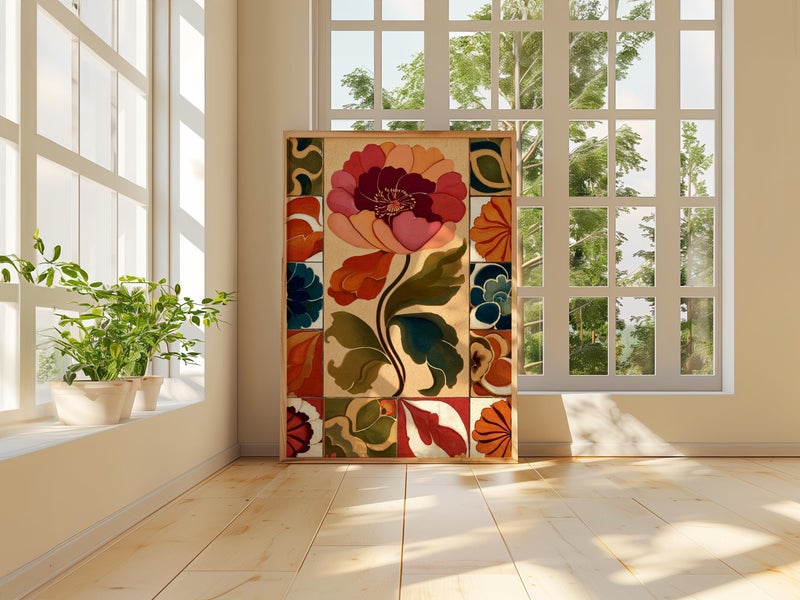 TNESSENTIAL Retro Floral Art Print, Gouache Flower, Mid Century Modern Decor - Image 4