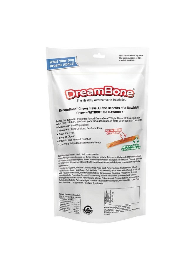 DreamBone Triple Flavor Rolls 6 Count, Rawhide-Free Chews for Dogs - Image 2