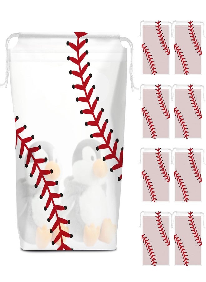 KERINGO 50 Pack Baseball Snack Bags Drawstring Baseball Party Favor Bags Translucent frosted Baseball Goodie Bags Gift Packaging Storage for Kids Boys Birthday Sports Theme Party Supplies 7.08 x 9.84 Inch - Image 1