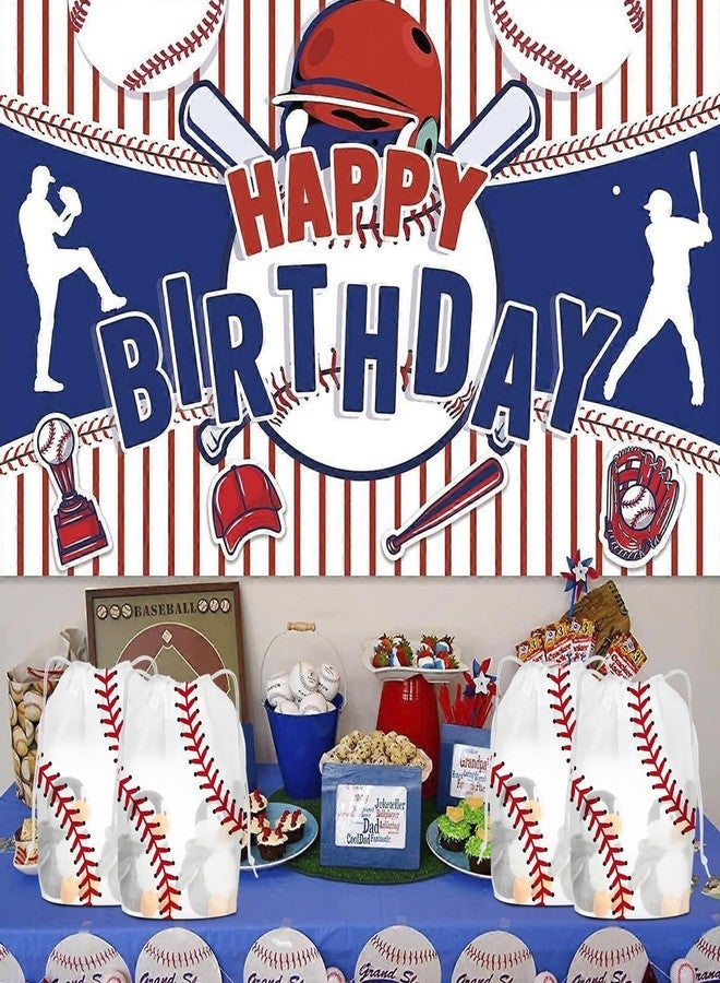 KERINGO 50 Pack Baseball Snack Bags Drawstring Baseball Party Favor Bags Translucent frosted Baseball Goodie Bags Gift Packaging Storage for Kids Boys Birthday Sports Theme Party Supplies 7.08 x 9.84 Inch - Image 5