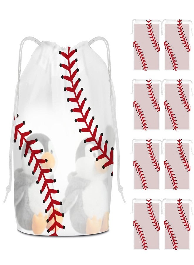 KERINGO 50 Pack Baseball Snack Bags Drawstring Baseball Party Favor Bags Translucent frosted Baseball Goodie Bags Gift Packaging Storage for Kids Boys Birthday Sports Theme Party Supplies 7.08 x 9.84 Inch - Image 4