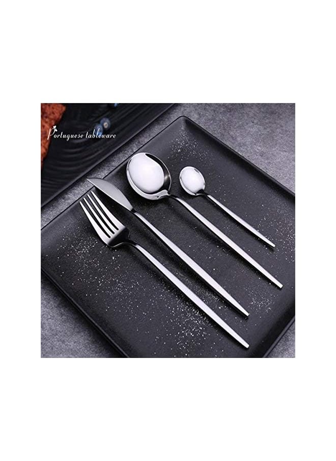 vesus 4 Pcs Stainless Steel Cutlery Set, Mirror Finish Flatware Set， Dinnerware Set Include Knife/Fork/Spoon/Teaspoon (Silver)  - Image 2