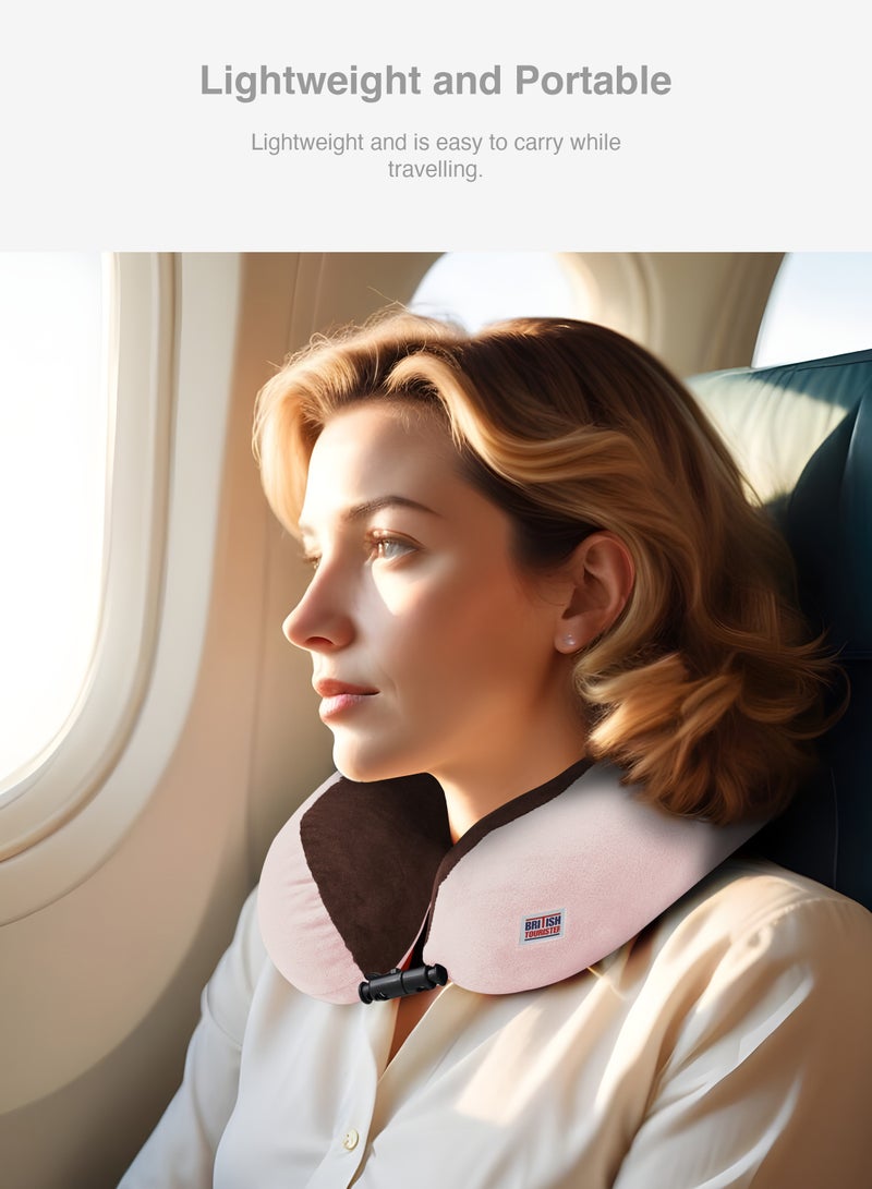 BRITISH TOURISTER Pack of 2 Travel Pillow for Neck Support, Memory Foam Airplane Pillow,Rose, Comfortable Travel Accessories - Image 4