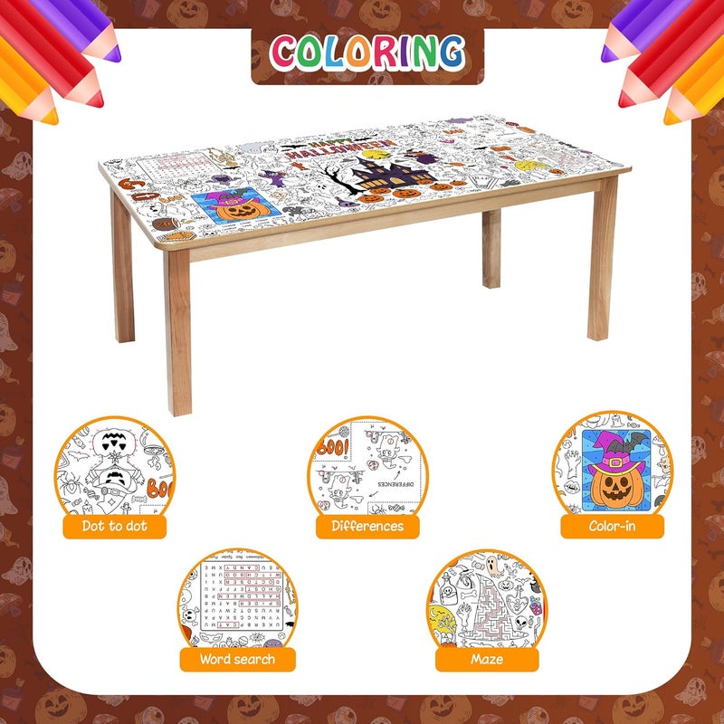 JOYGATHER Giant Halloween Coloring Tablecloth for Kids, Large 30x72 Inch Poster with Haunted House, Pumpkins, Ghosts, Bats, Arts Crafts Games Indoor Activities for Halloween Party, Classroom Fun - Image 3