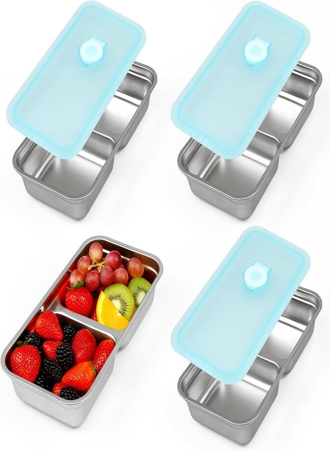 GETRIC 3PCS Grab and Go Snack Containers, Stainless Steel Reusable Double Compartment Snack Box Containers with Lids Dishwasher Safe Travel & Outdoor Camping Portable Food Storage - Image 1