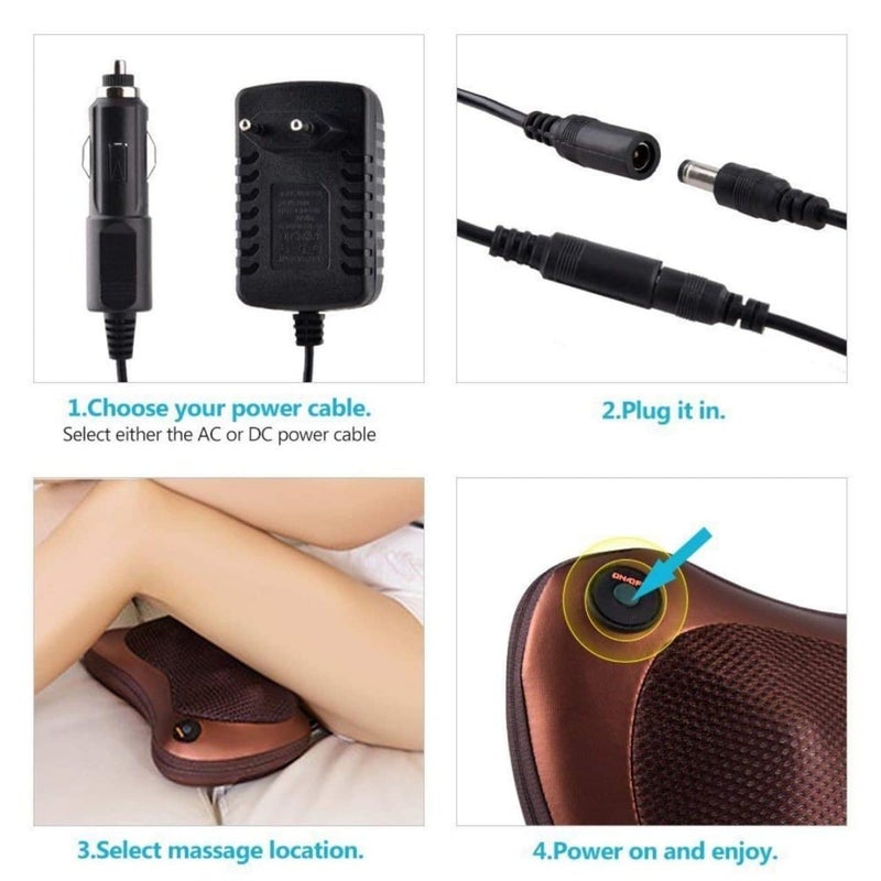 Crack ® Electronic Massage Pillow Massager Cushion Car Lumbar Neck Back Shoulder Heat Pillow Deep Kneading Corded Electric Massager Relax Pain Back Pillow for Car Home Office Massager - Image 5