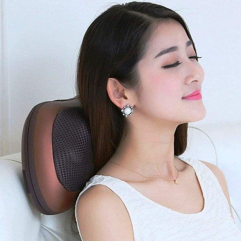 Crack ® Electronic Massage Pillow Massager Cushion Car Lumbar Neck Back Shoulder Heat Pillow Deep Kneading Corded Electric Massager Relax Pain Back Pillow for Car Home Office Massager - Image 3