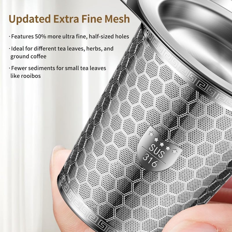 BOMANSI BOMS 2Pack Tea Infuser Strainers, 316 Stainless Steel Loose Leaf Tea Strainer Stepper with Double Handles, Extra Fine Mesh Ball Infusers, Diffuser Holder Filter for Mugs - Image 4