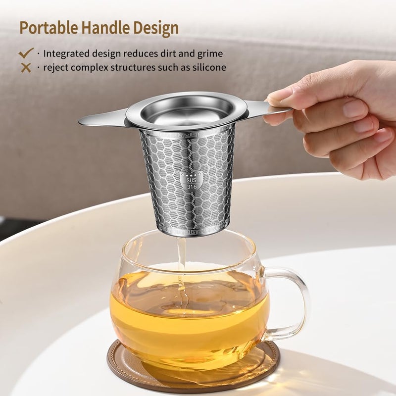 BOMANSI BOMS 2Pack Tea Infuser Strainers, 316 Stainless Steel Loose Leaf Tea Strainer Stepper with Double Handles, Extra Fine Mesh Ball Infusers, Diffuser Holder Filter for Mugs - Image 5