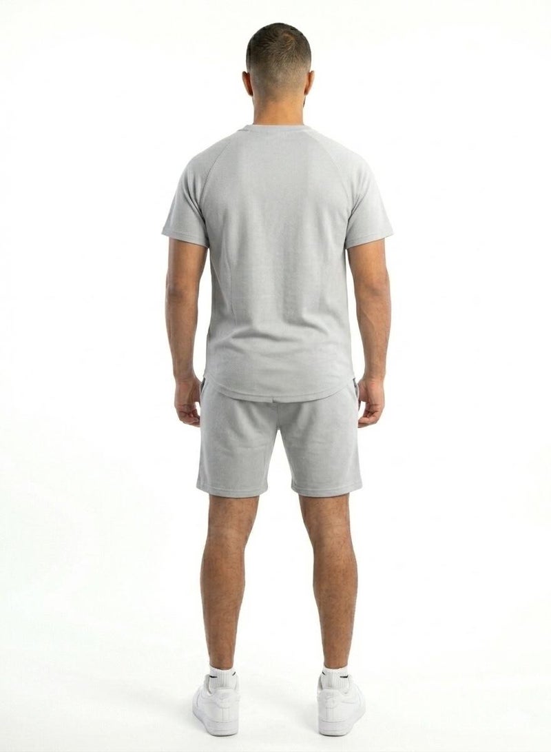 Prima Ace Men's Set Top & Short Lifestyle Premium Light Grey - Image 2