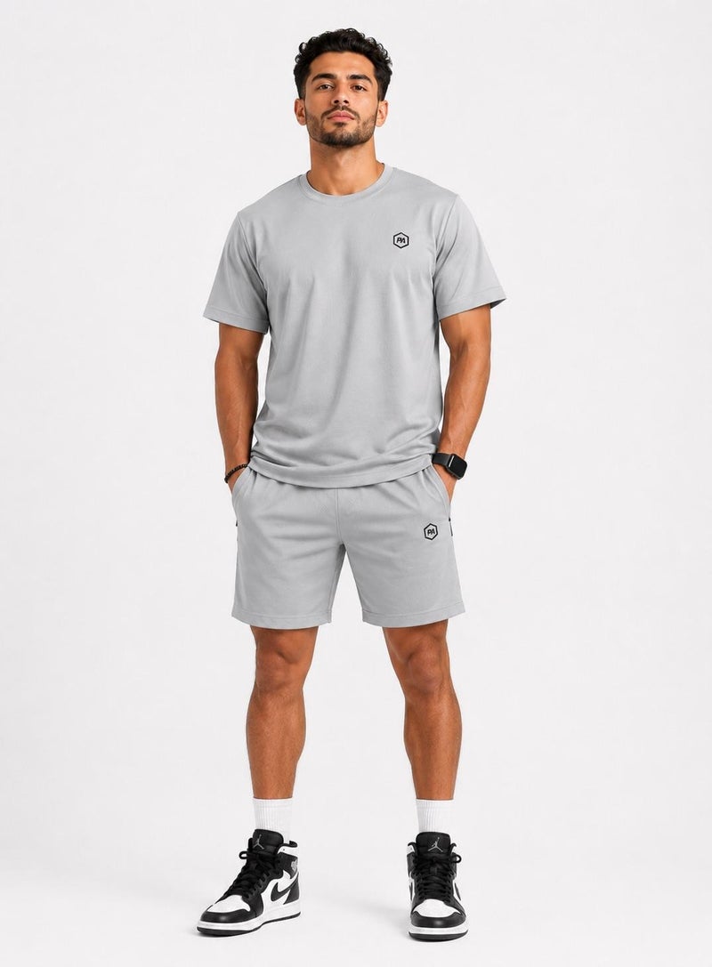 Prima Ace Men's Set Top & Short Lifestyle Premium Light Grey - Image 2