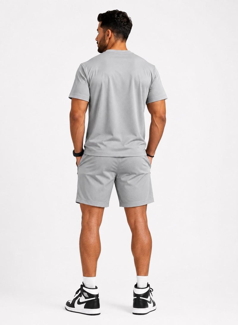 Prima Ace Men's Set Top & Short Lifestyle Premium Light Grey - Image 3