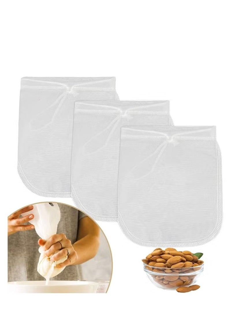 Pure Nylon Pack of 3 Pro Quality Nut Milk Bag - Big 12"X12" Commercial Grade 100% Reusable Almond Milk Bag & All Purpose Food Strainer Fine Mesh Cheesecloth & Cold Brew Coffee Filter - Image 1