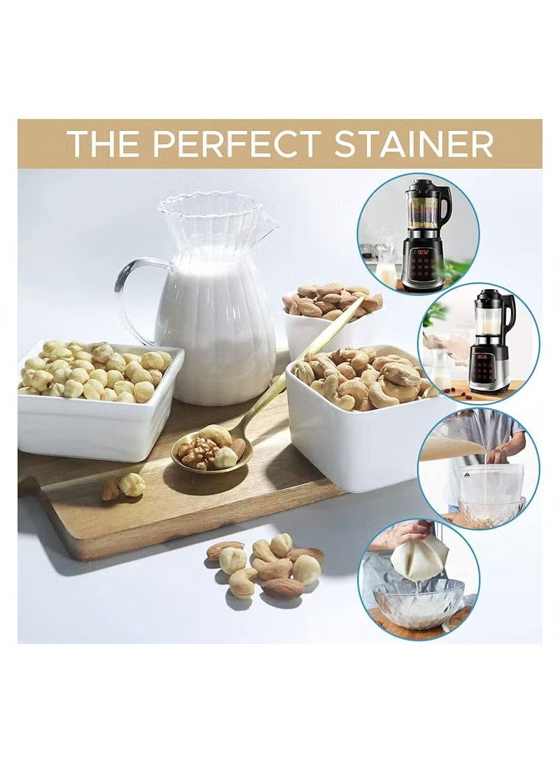 Pure Nylon Pack of 3 Pro Quality Nut Milk Bag - Big 12"X12" Commercial Grade 100% Reusable Almond Milk Bag & All Purpose Food Strainer Fine Mesh Cheesecloth & Cold Brew Coffee Filter - Image 5