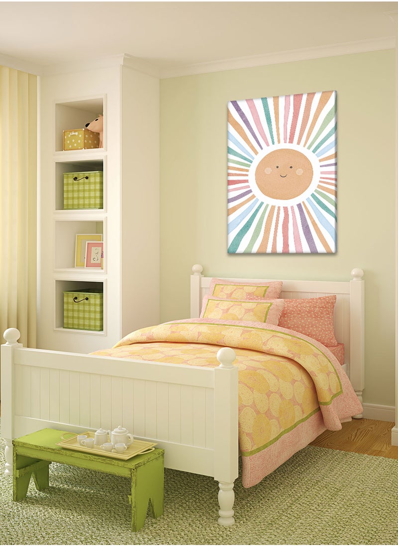 LOWHA Framed Canvas Wall Art Stretched Over Wooden Frame with Sun Painting, For Home, Living Room, Office Decor  - Image 1