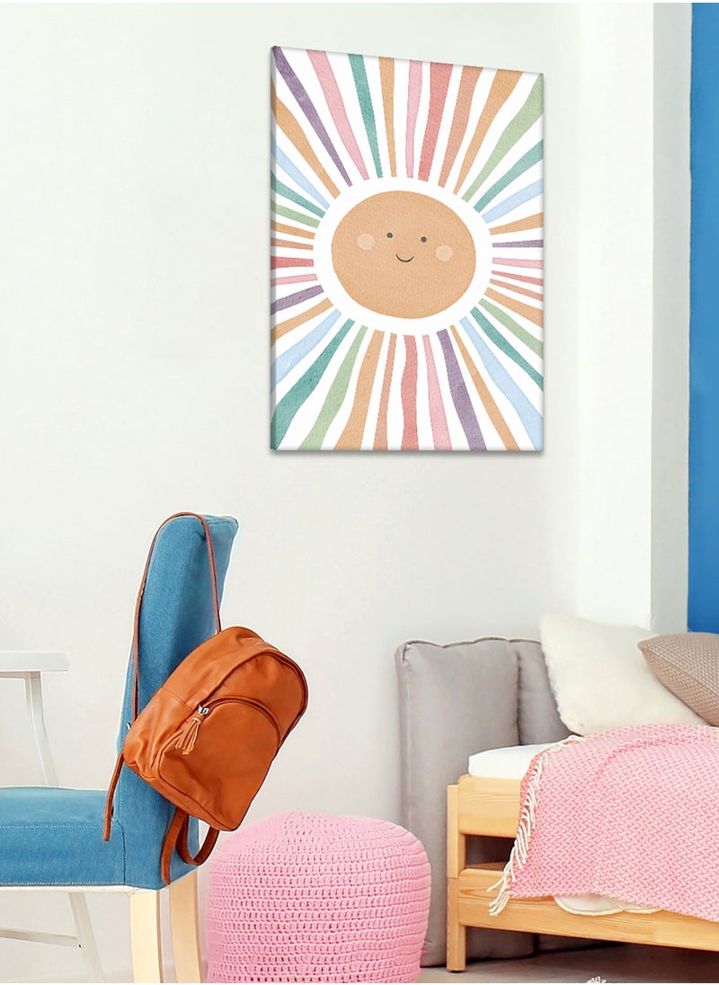 LOWHA Framed Canvas Wall Art Stretched Over Wooden Frame with Sun Painting, For Home, Living Room, Office Decor  - Image 3