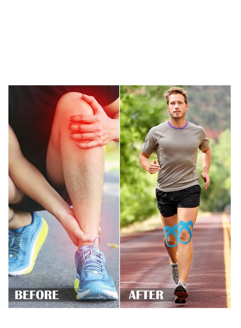 Kinesiology Knee Tape - Pre-Cut, Adhesive Sports Tape, Latex-Free & Breathable, Waterproof for Knee, Ankle, Gym, Fitness, Running, Tennis, Swimming, and Football. - Image 4