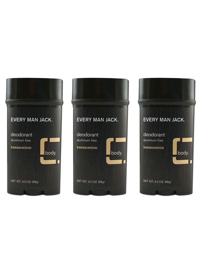Every Man Jack Deodorant Stick Sandalwood 3 Ounce (Pack Of 3) 