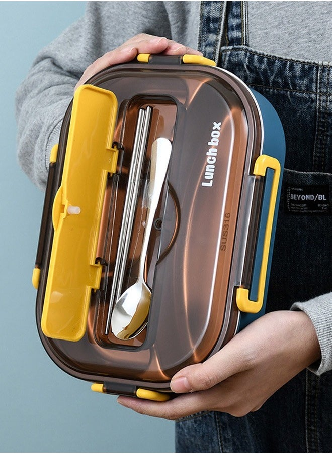 HOMESTAR - 316 High Quality Stainless Steel Lunch Box with Soup Bowl and Cutlery 4-Compartments Bento Box Multicolor - Image 1